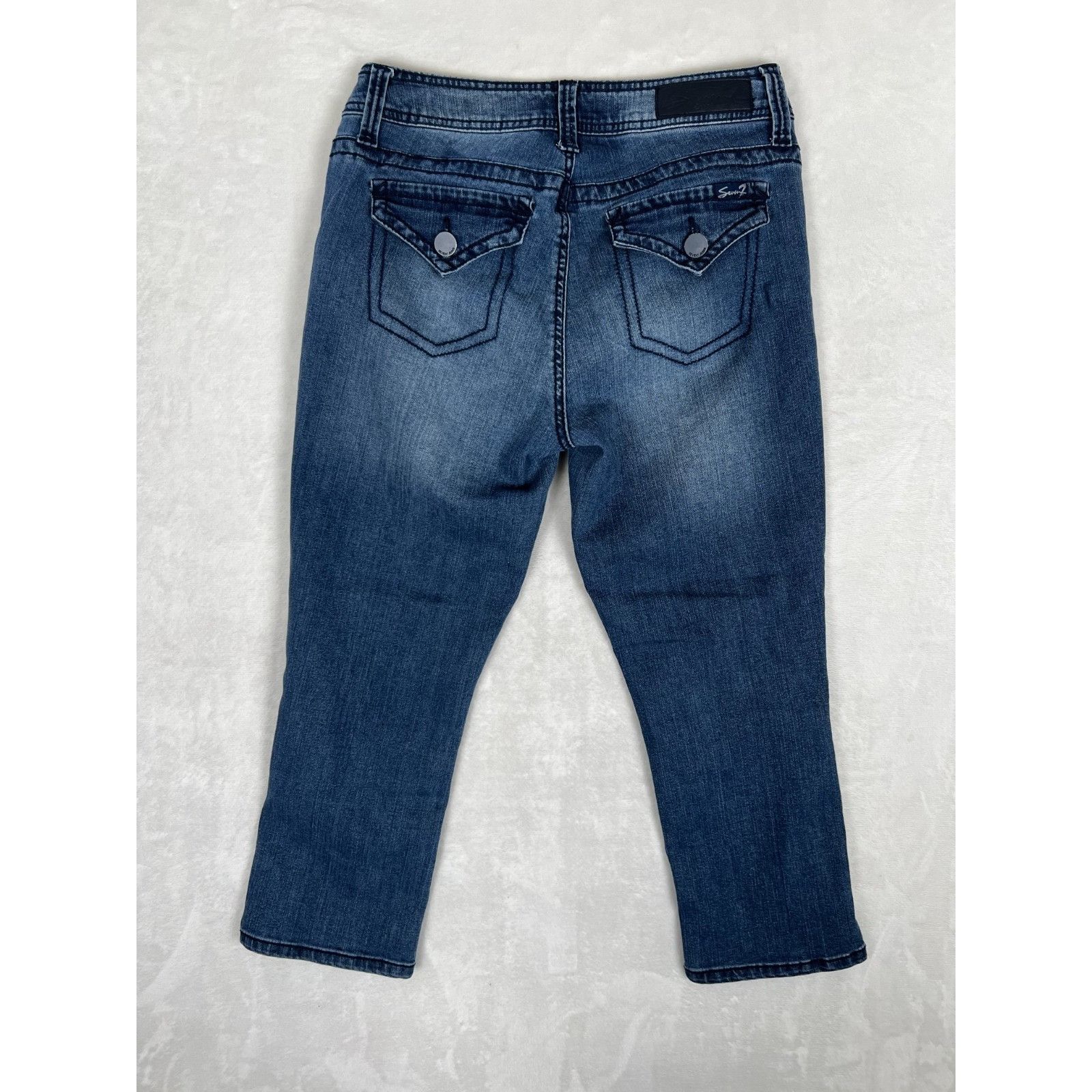 Seven 7 Seven7 Women Size 8 Medium Wash Mid Rise Slim Straight Cropp Size 30" / US 8 / IT 44 - 8 Thumbnail
