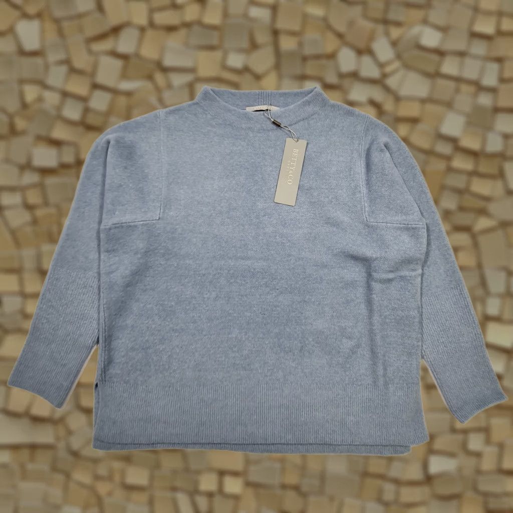 CO Betty & Co Womens Jumper Blue 18 UK Mock Neck Knit Pullover Ladies Top Shirt Womens Pullover Mock Neck Blue 18 Betty & Co Size XXL / US 16-18 / IT 52-54 - 1 Thumbnail