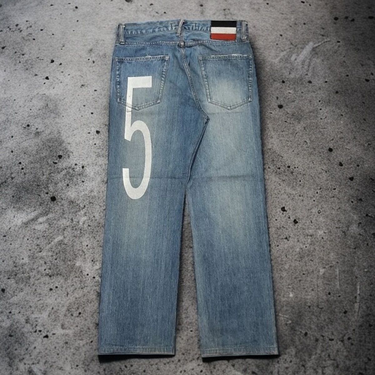 image of Number N Ine x Ppfm Vintage Ppfm Number Printed Denim Pants in Vintage Washed Denim, Men's (Size 33