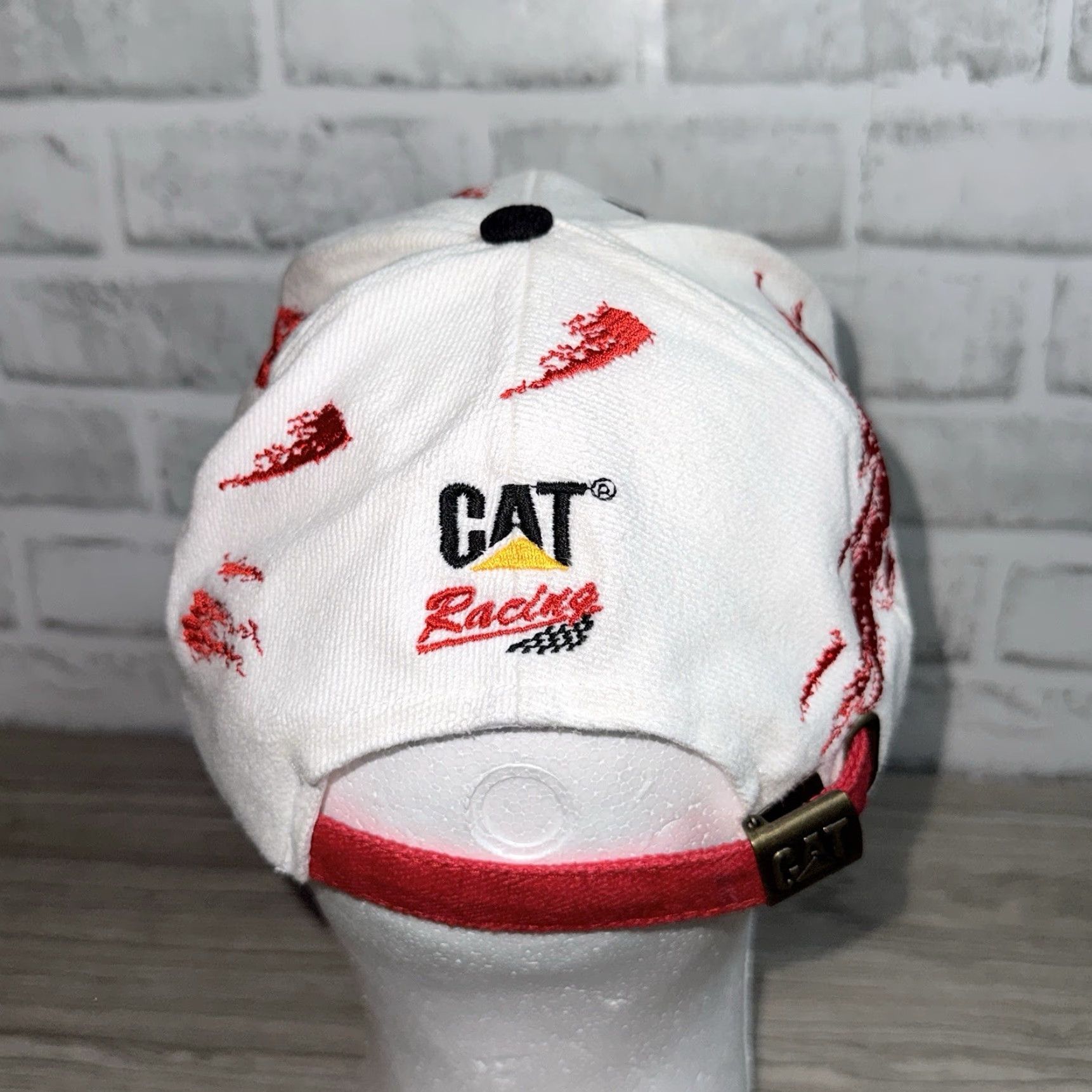Vintage VTG Nascar Cat Racing 100% Cotton White Adjustable Cap Size ONE SIZE - 4 Thumbnail