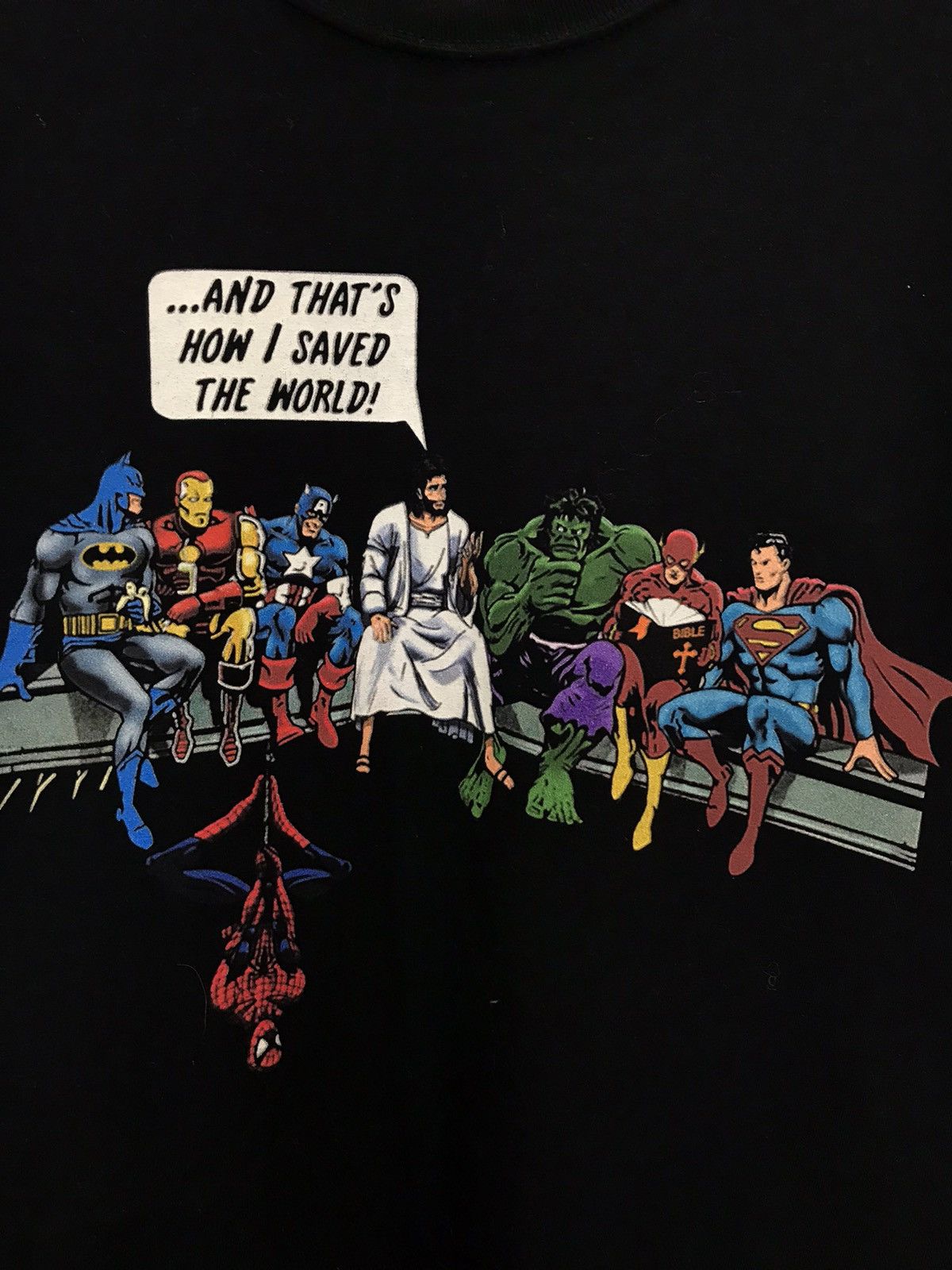 DC Comics × Marvel Comics Marvel x DC comics Jesus humor tee Size US S / EU 44-46 / 1 - 3 Thumbnail