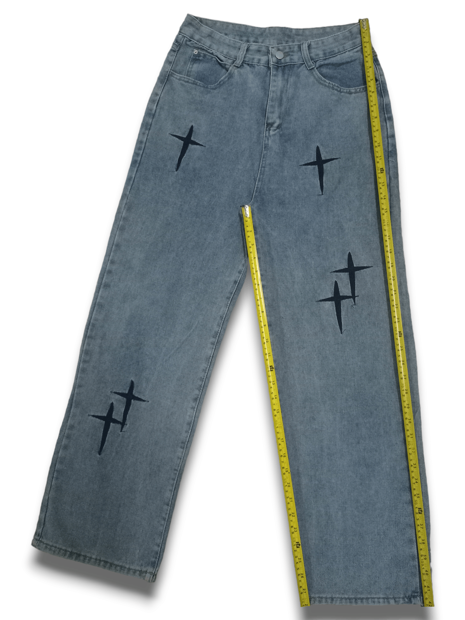 Japanese Brand Vintage Japanese Brand Cross Embroidered Baggy Jeans Size US 28 / EU 44 - 11 Thumbnail