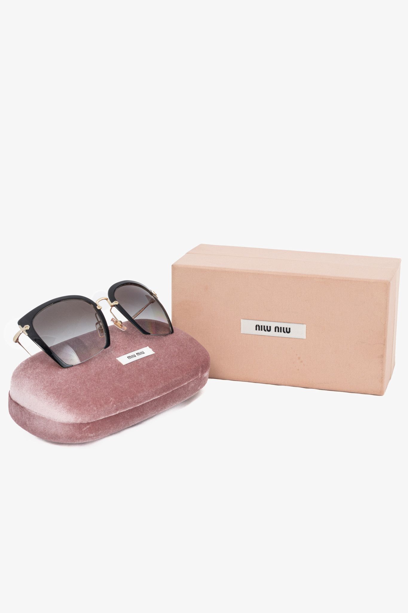 Miu Miu Miu Miu SMU 52R Black & Gold Square Sunglasses Size ONE SIZE - 10 Thumbnail
