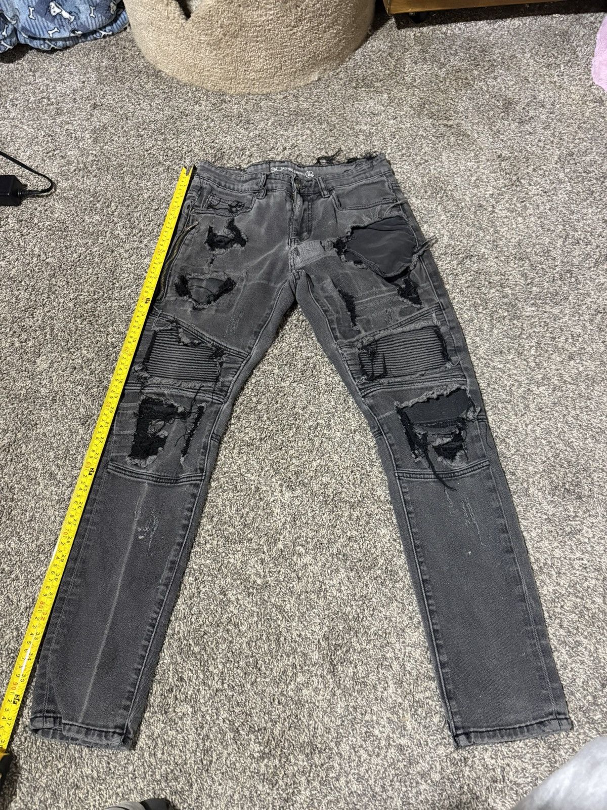 Crysp Denim All black distressed jeans Size US 30 / EU 46 - 1 Thumbnail