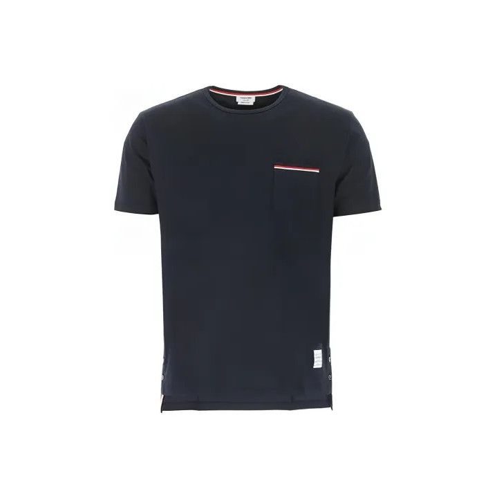 Thom Browne Thom Browne Navy Tricolour Accent Short Sleeve T-Shirt Size US M / EU 48-50 / 2 - 1 Thumbnail