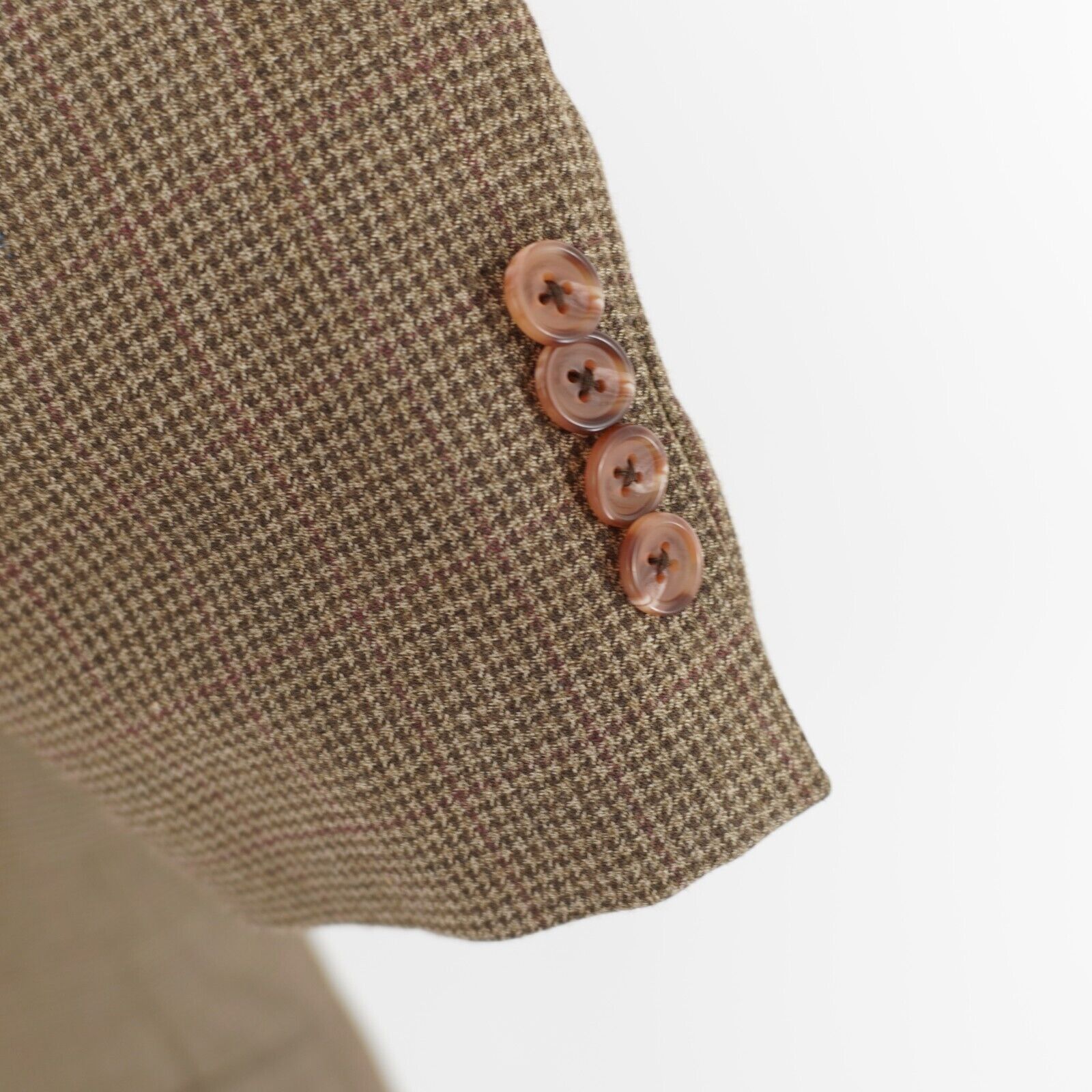 Ralph Lauren Ralph Lauren Tan Green Houndstooth Red Windowpane Wool Silk Size 42R - 3 Thumbnail
