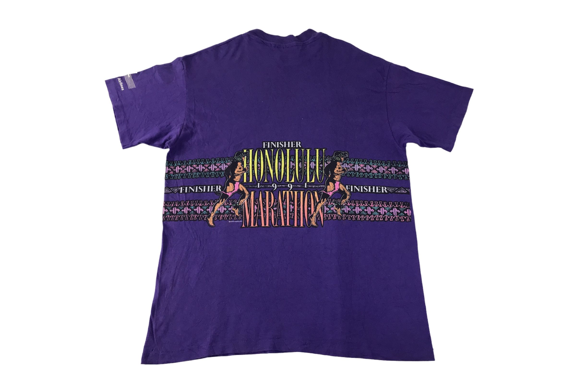 Hanes 90s JAL Finisher Honolulu Marathon 1991 Running Tee T-shirt Size US L / EU 52-54 / 3 - 2 Thumbnail