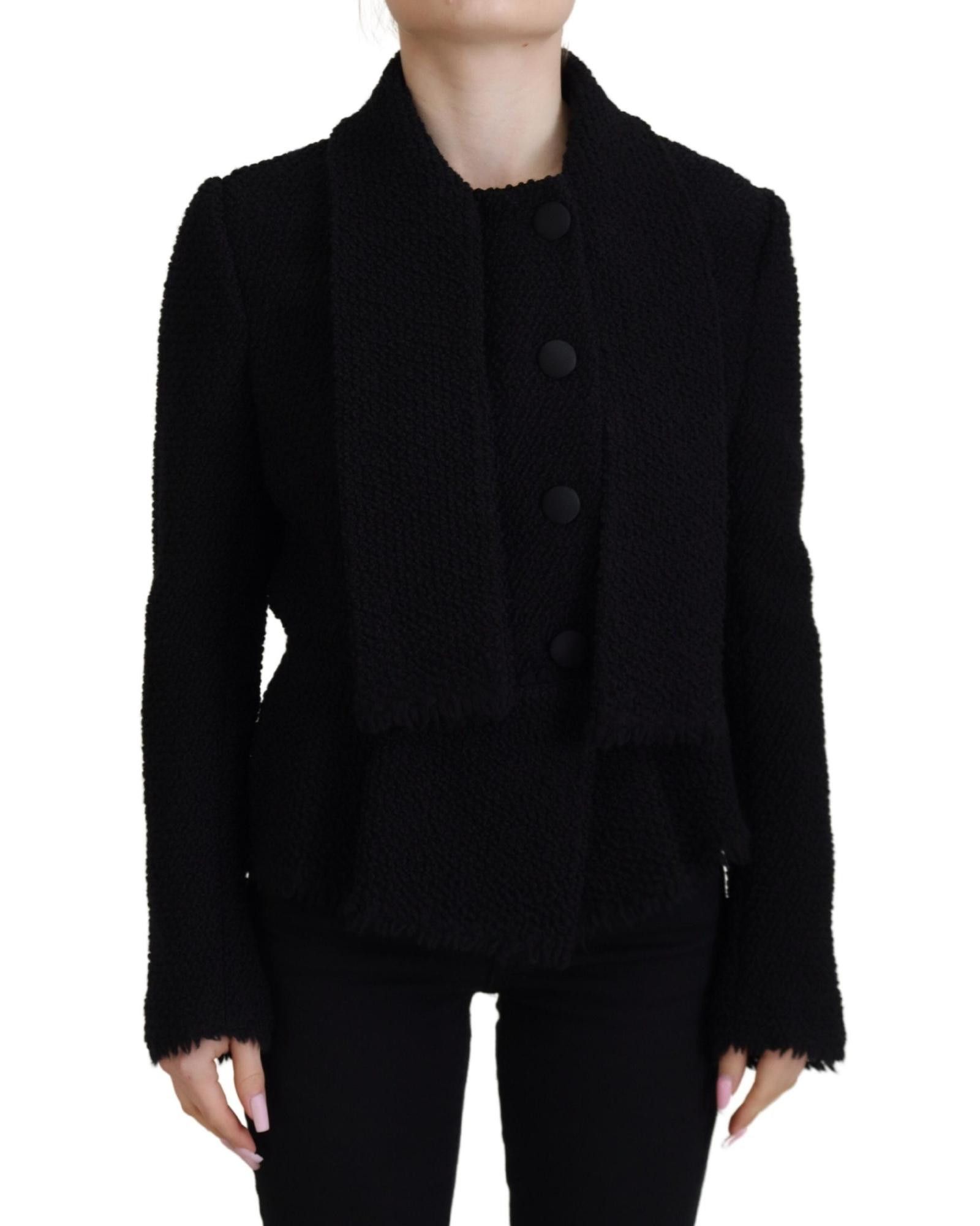 image of Dolce Gabbana Wool Coat Blazer Wrap Jacket in Black, Women's (Size XS)