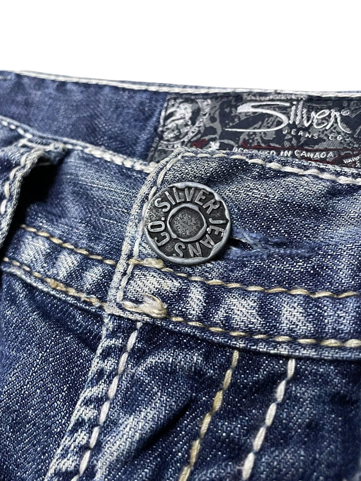 Japanese Brand × semanticdesign Silver Heavy Stitched Loose Straight Baggy Jeans Size US 32 / EU 48 - 11 Thumbnail