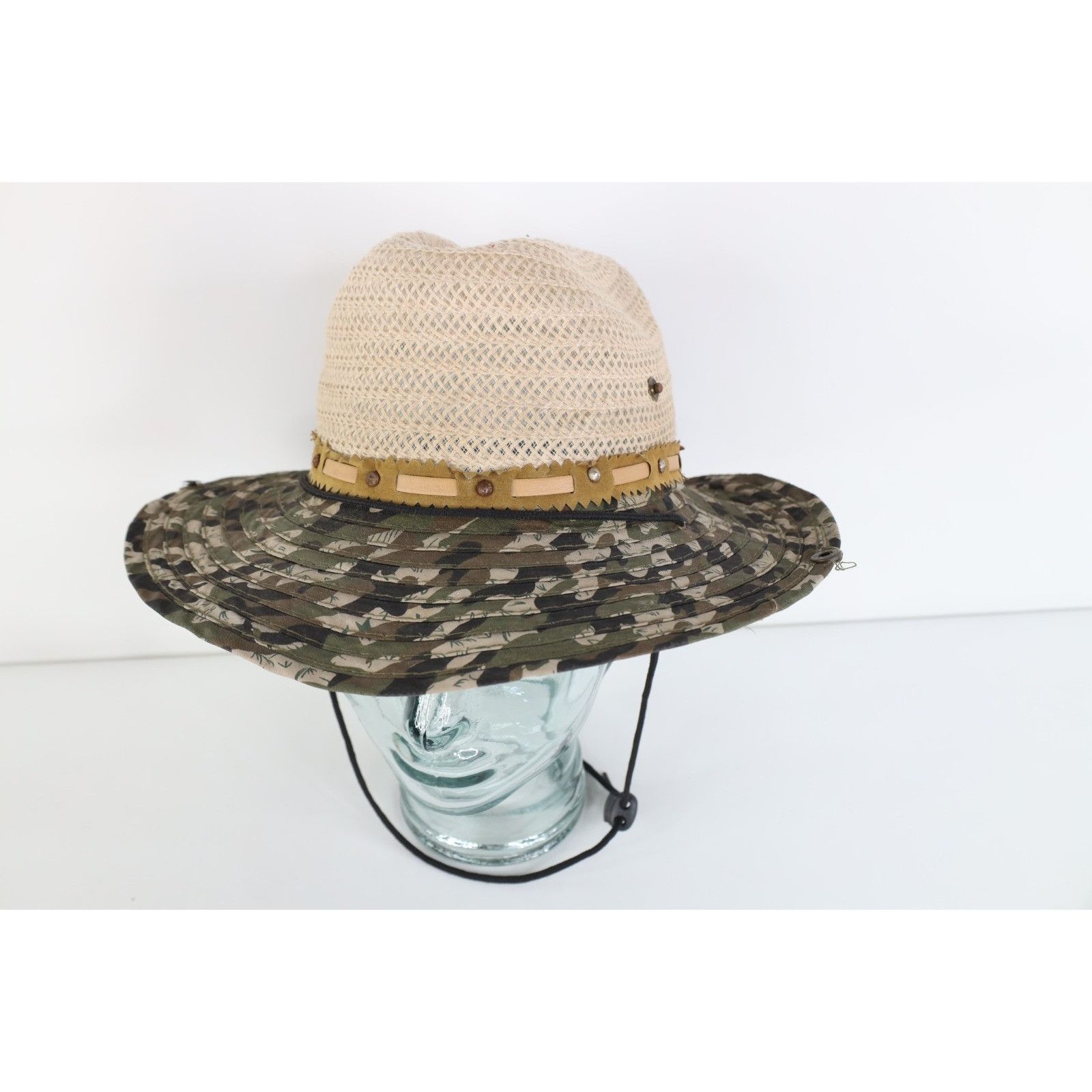 Vintage Vintage 90s Y2K Streetwear Camouflage Straw Sun Hat Size ONE SIZE - 1 Thumbnail