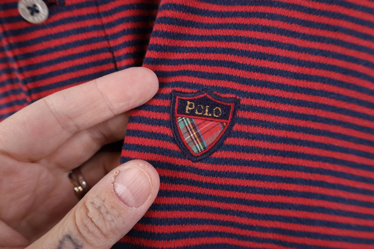 Polo Ralph Lauren Vintage 90s Polo Golf Ralph Lauren Striped Shield Crest Polo Size US L / EU 52-54 / 3 - 4 Thumbnail