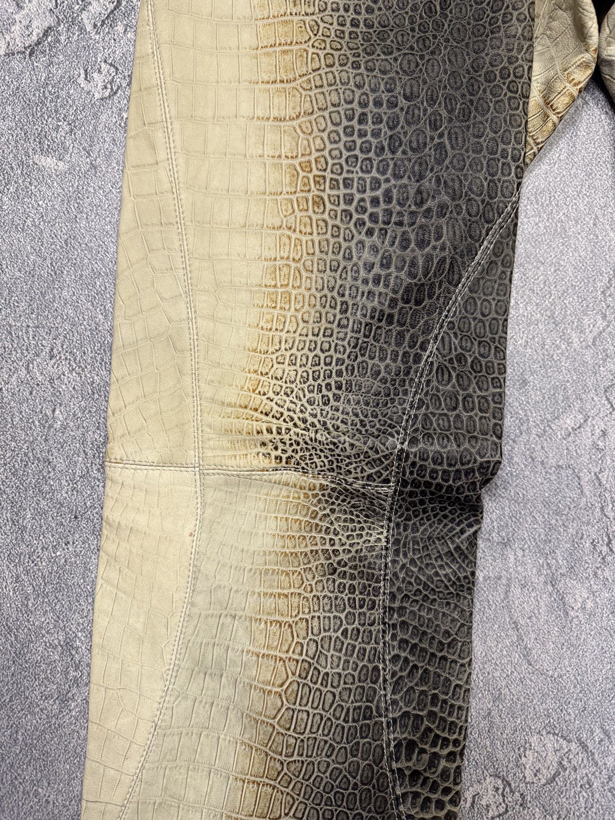 Other Corpo Nove Crocodile Embossed Leather Trousers Beige Brown Size 34" / US 12 / IT 48 - 5 Thumbnail