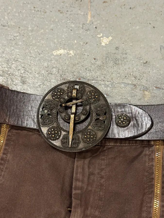 Designer × Dries Van Noten × Vintage Dries Van Noten Antique Sword Buckle Leather Belt Size ONE SIZE - 5 Thumbnail