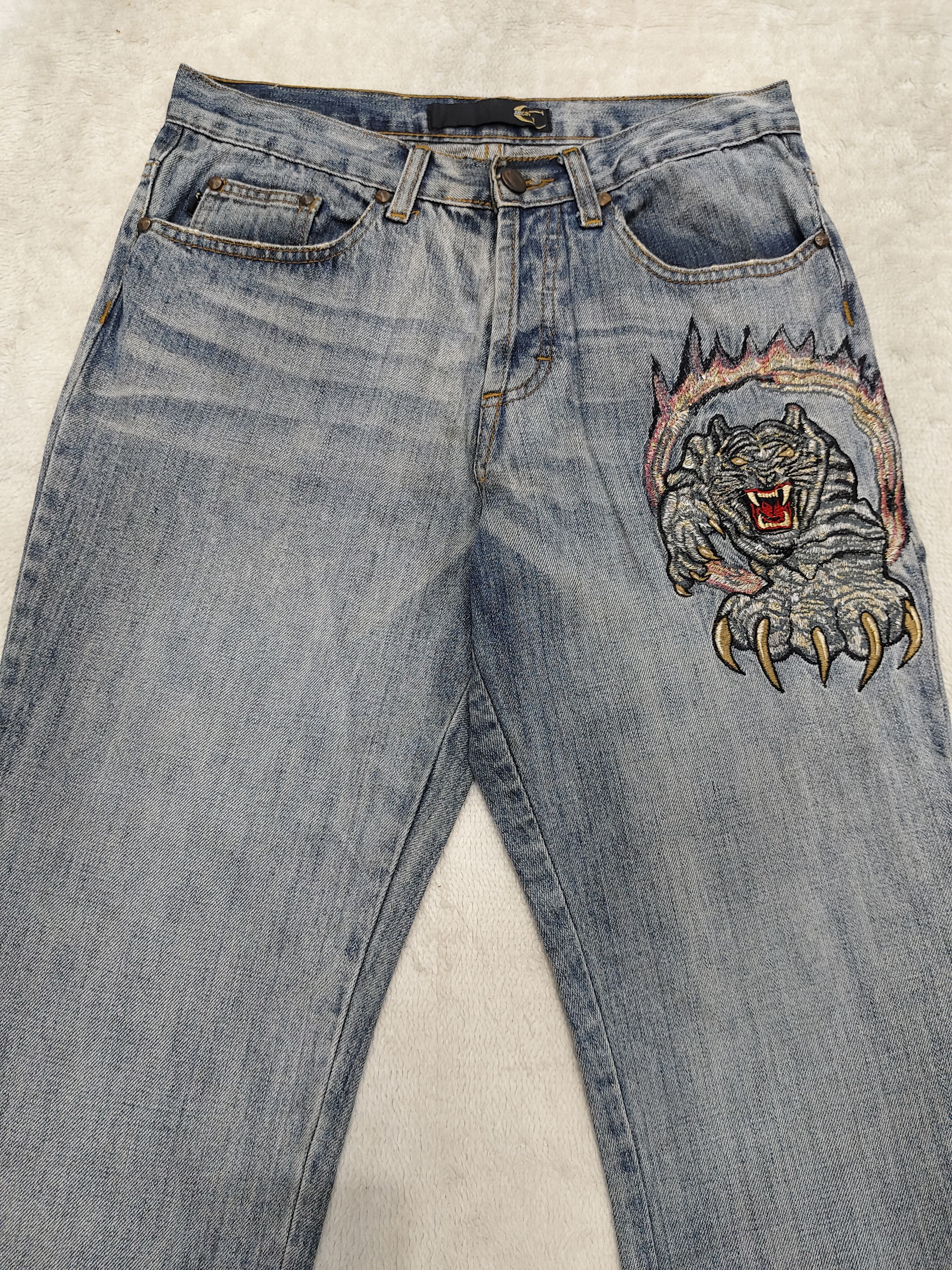 Just Cavalli 90s Just Cavalli❤️‍🔥Tiger Embroidered Y2K Rock Glam Flare Size 29" - 2 Thumbnail