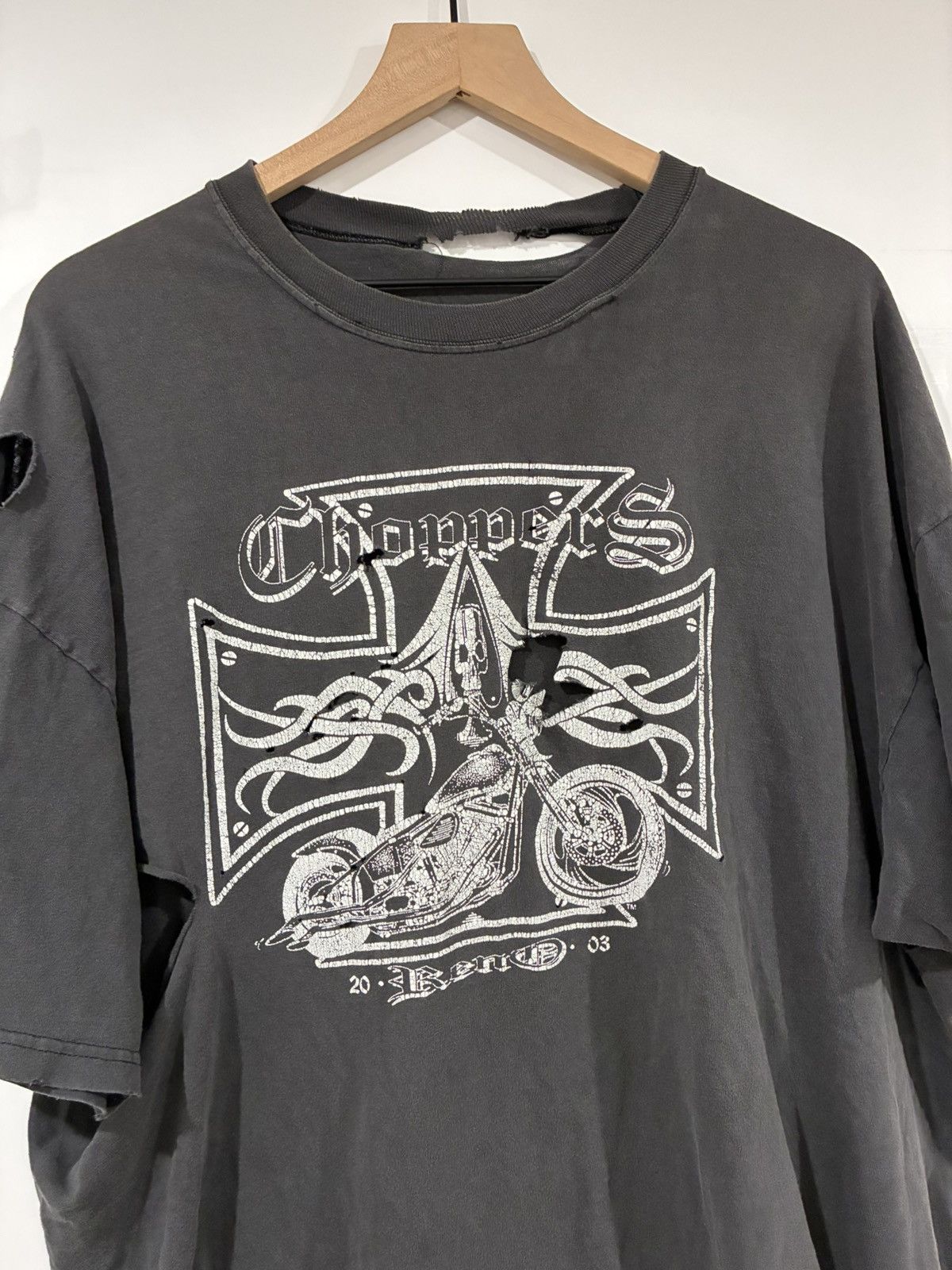 Vintage Thrashed, West Coast chopper style biker T-shirt Size US XL / EU 56 / 4 - 2 Thumbnail