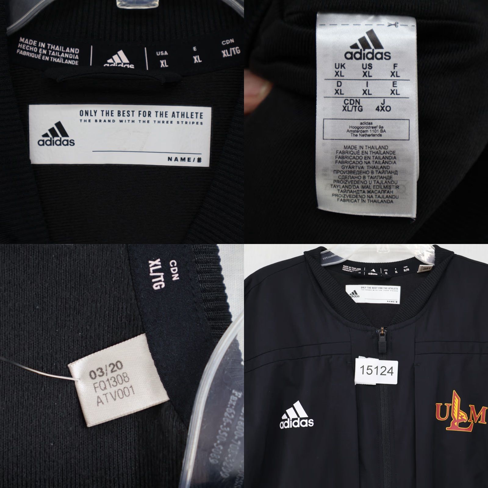 Adidas Adidas ULA Warhawks Football Jacket Mens XL Black Zip Aeroready Lined Size US XL / EU 56 / 4 - 8 Thumbnail