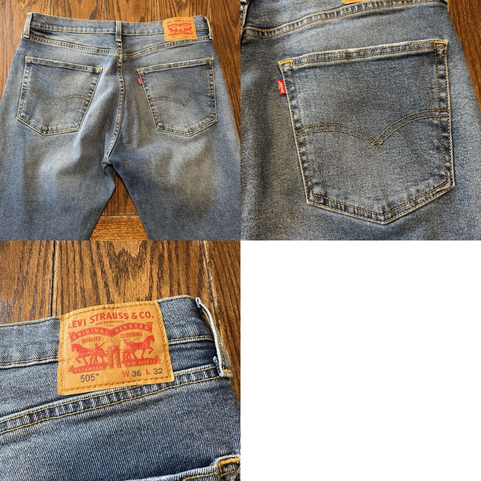 Levi's Levis 505 Jeans Mens 36x32 Stretch Medium Wash Regular Straight Flex Size US 36 / EU 52 - 9 Thumbnail