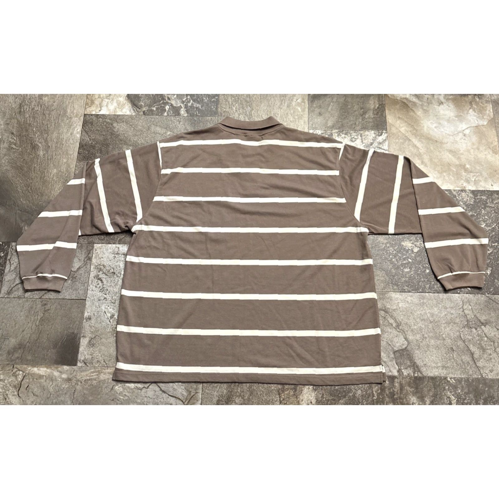 Vintage NWT Puritan Big & Tall Polo Shirt Striped Brown 3X Large Big 3X Men Casual Pocket Long Sleeve Cotton Polyester Size US XXL / EU 58 / 5 - 2 Thumbnail
