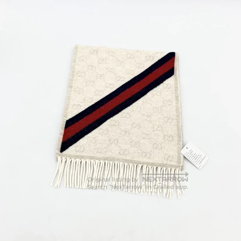 Gucci Gucci Double G jacquard striped wool tassel scarf Size ONE SIZE - 2 Thumbnail
