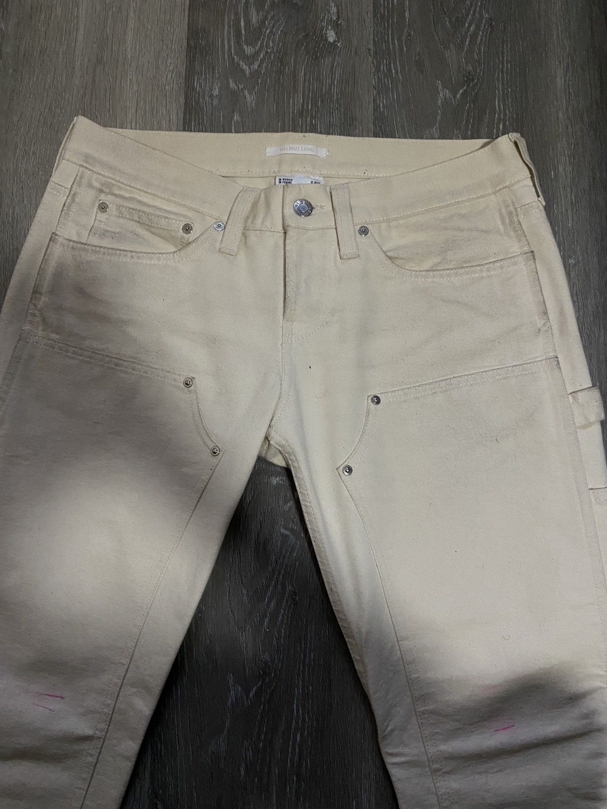 Helmut Lang Cream Helmut Lang mid raise carpenter jeans. Size 31" - 3 Thumbnail