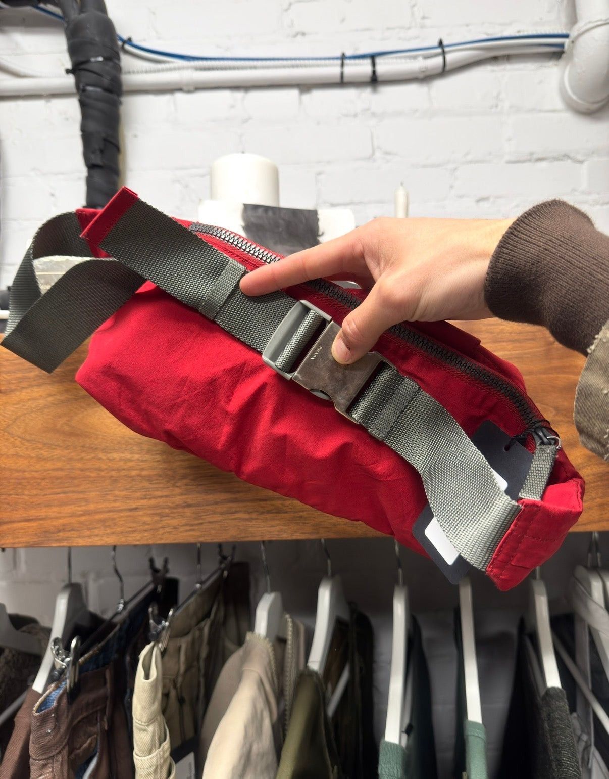 Prada Vintage Prada Sport Red Nylon Waist Bag Size ONE SIZE - 2 Thumbnail