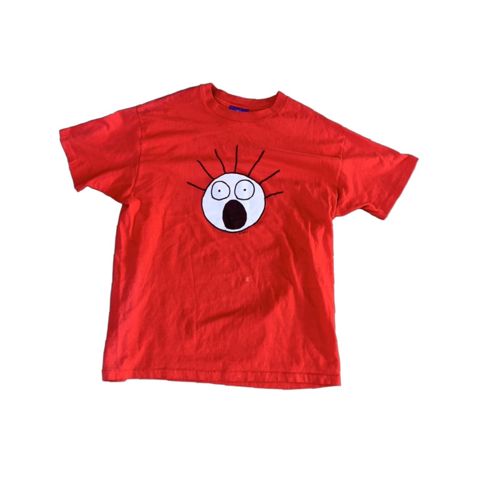 Vintage VINTAGE Scared Guy T-shirt XL Red Short Sleeve Unisex 1990s Graphic Tee Katie Freedman Yikes Art Size US XL / EU 56 / 4 - 1 Thumbnail