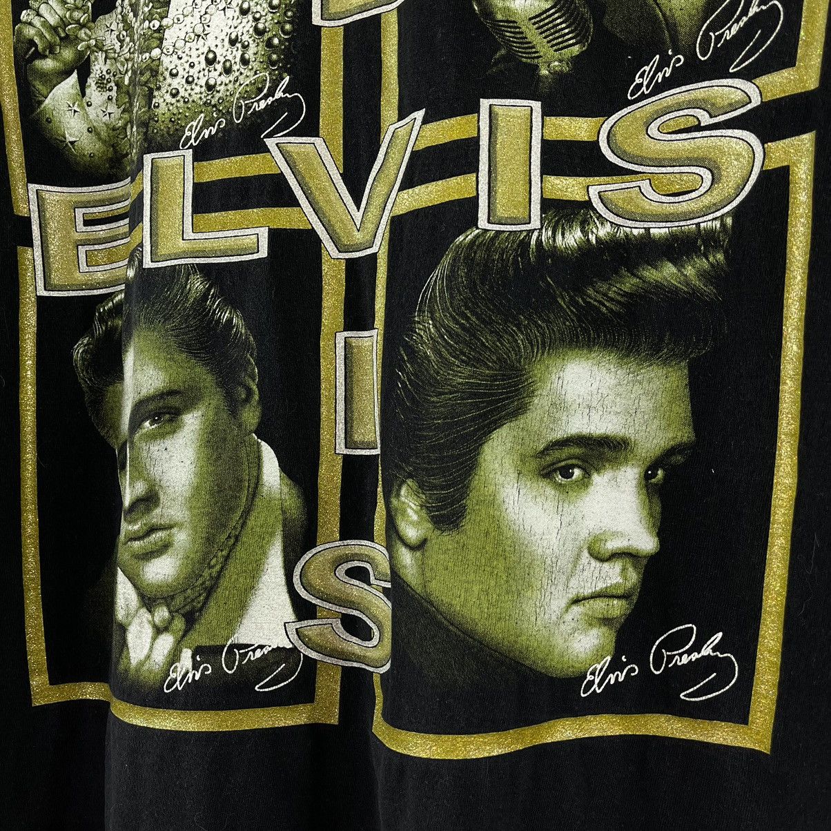Band Tees Elvis Presley T-Shirt Glamour Double Big Logo Rock Tee Sz M Size US M / EU 48-50 / 2 - 6 Thumbnail