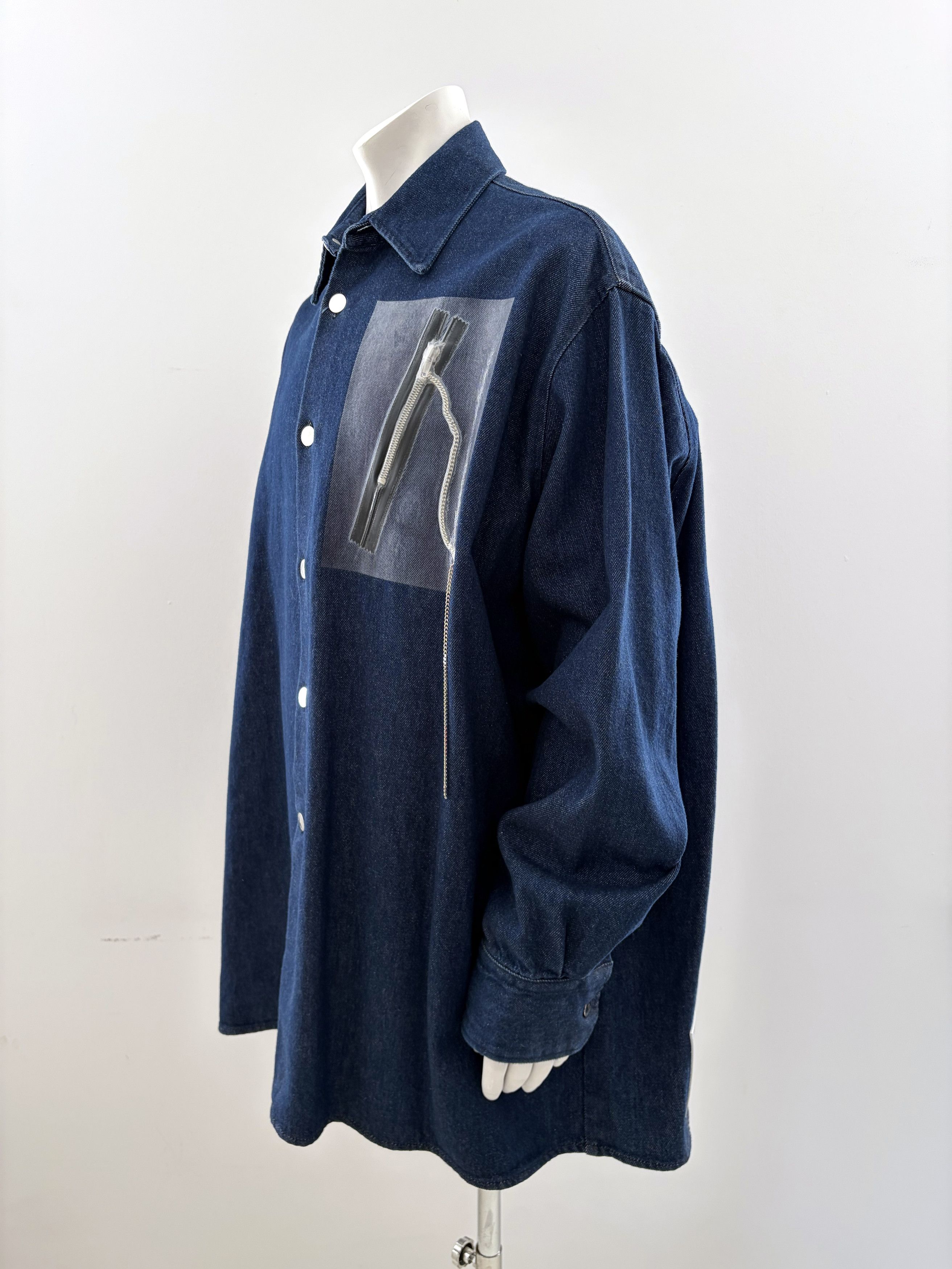 Raf Simons SS19 'Big Fit Shirt With Zipper' Blue Denim Size US M / EU 48-50 / 2 - 2 Thumbnail