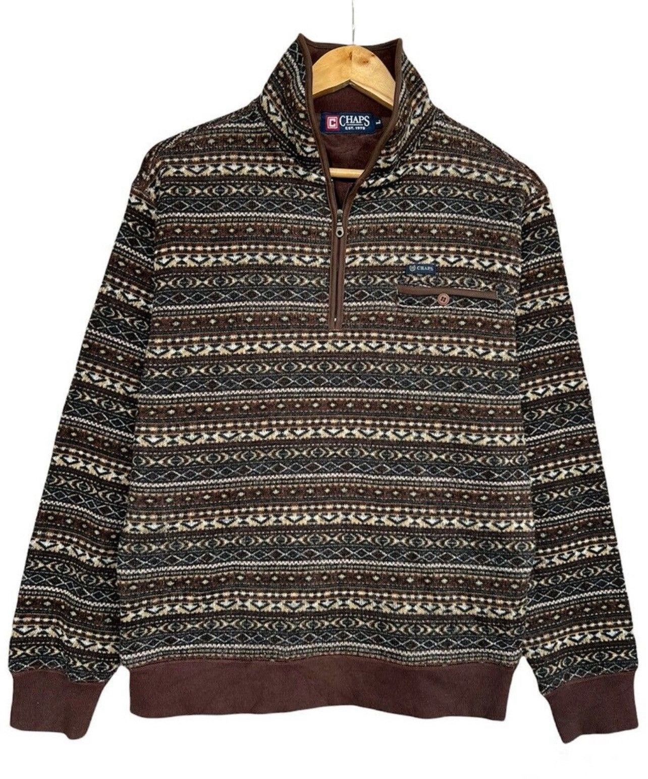 Chaps Ralph Lauren Vintage Chaps Ralph Lauren Half Zipper Brown Sweatshirt Size US L / EU 52-54 / 3 - 1 Thumbnail