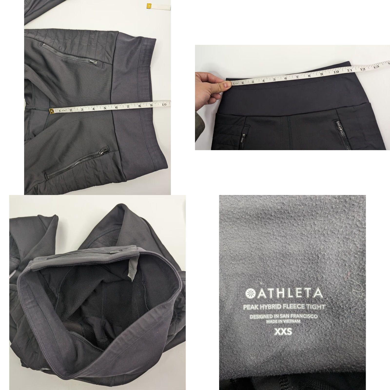 Athleta Athleta Black 2XS Peak Hybrid Fleece Tight Pants Pull On Women Stretch Pockets Activewear Size 24" / US 00 / IT 34 - 8 Thumbnail