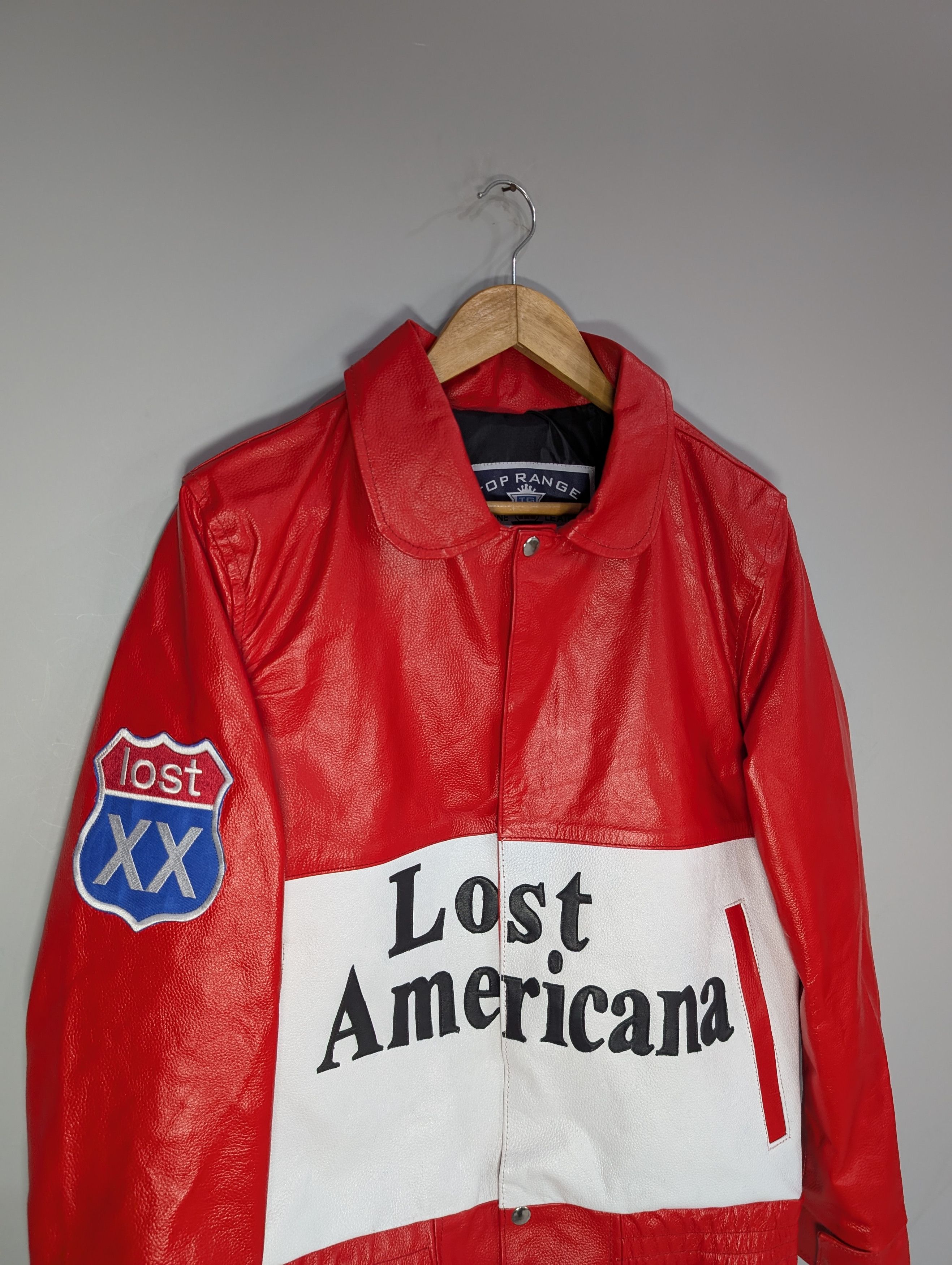 Vintage 🔥MGK LOST AMERICANA🔥 Vintage Racing Leather Jacket Rare Size XXL / US 16-18 / IT 52-54 - 4 Thumbnail