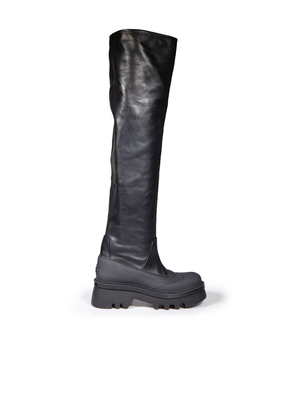 image of Chloe Black Leather Raina Over-The-Knee Boots, Women's (Size 11)