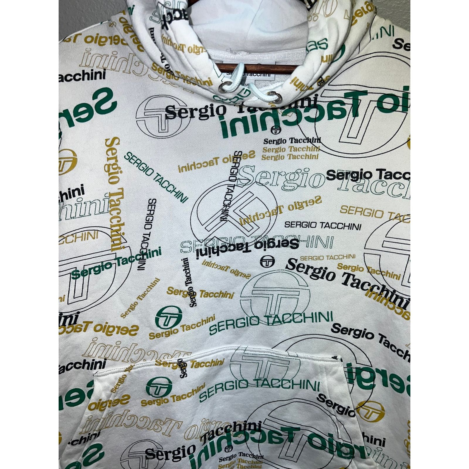 Vintage Womens Sergio Tacchini Hoodie Pullover Jacket AOP Logo Large Size L / US 10 / IT 46 - 4 Thumbnail