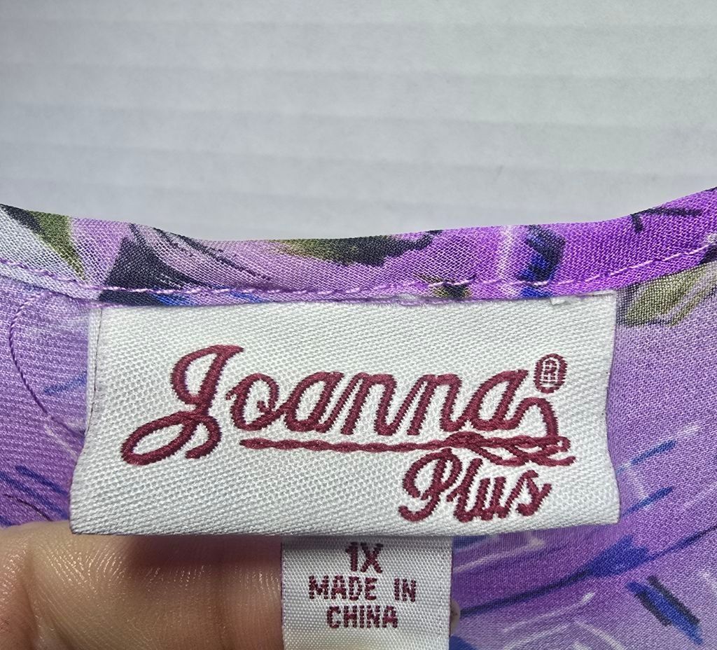 The Unbranded Brand Women's Joanna's Plus 1X Purple Green Abstract Blouse Size XL / US 12-14 / IT 48-50 - 4 Thumbnail