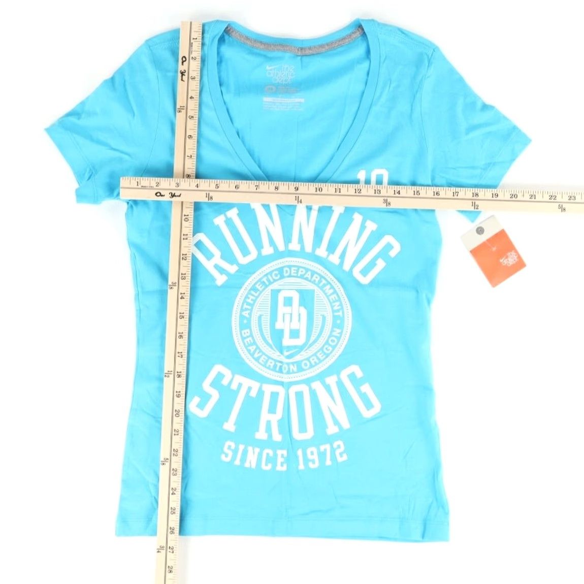 Nike Nike Running Strong 504854 Solid V-Neck Basic Blue Women's M Shirt Size M / US 6-8 / IT 42-44 - 3 Thumbnail