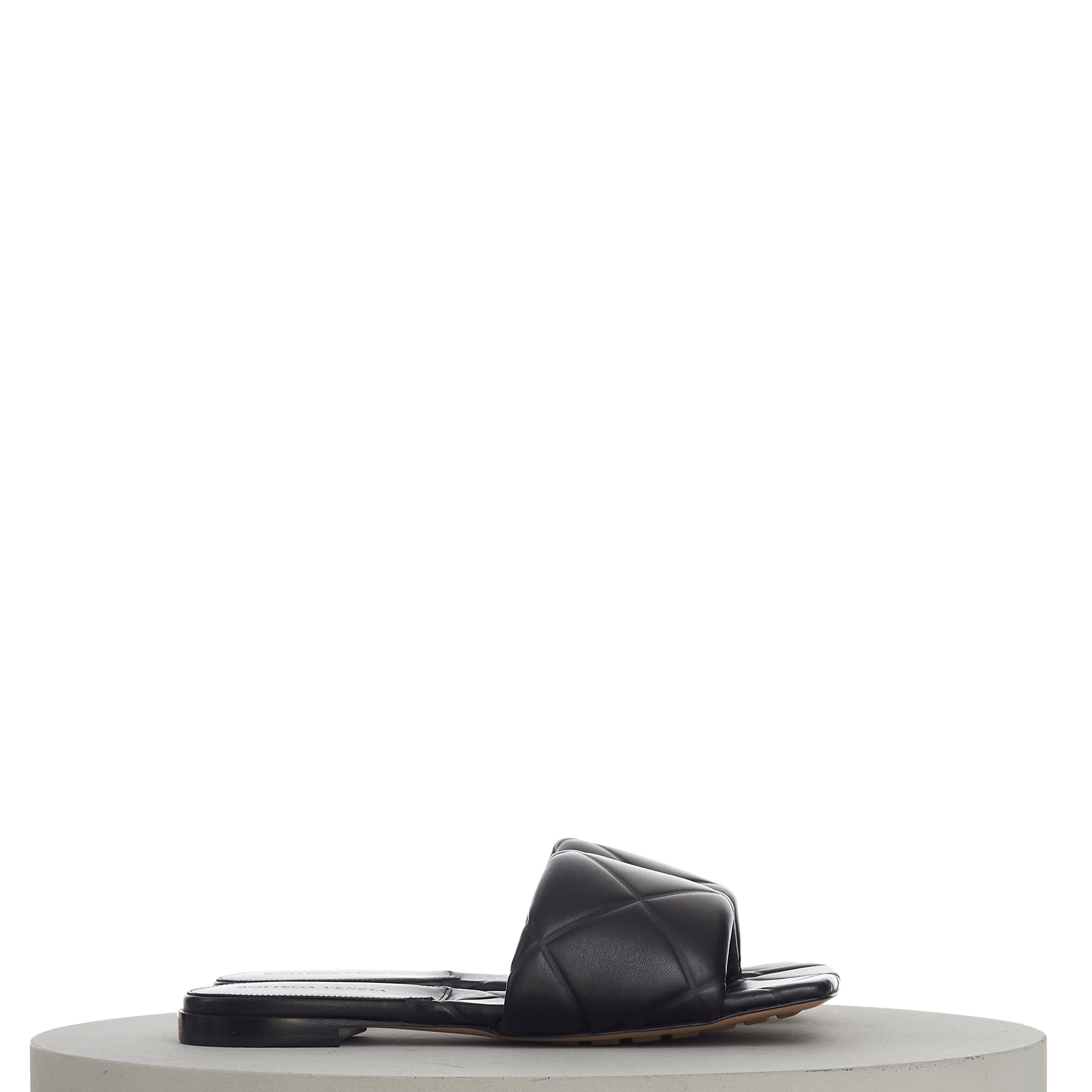 Bottega Veneta Lido Slide Sandals In Black Quilted Leather Size US 6.5 / IT 36.5 - 2 Thumbnail