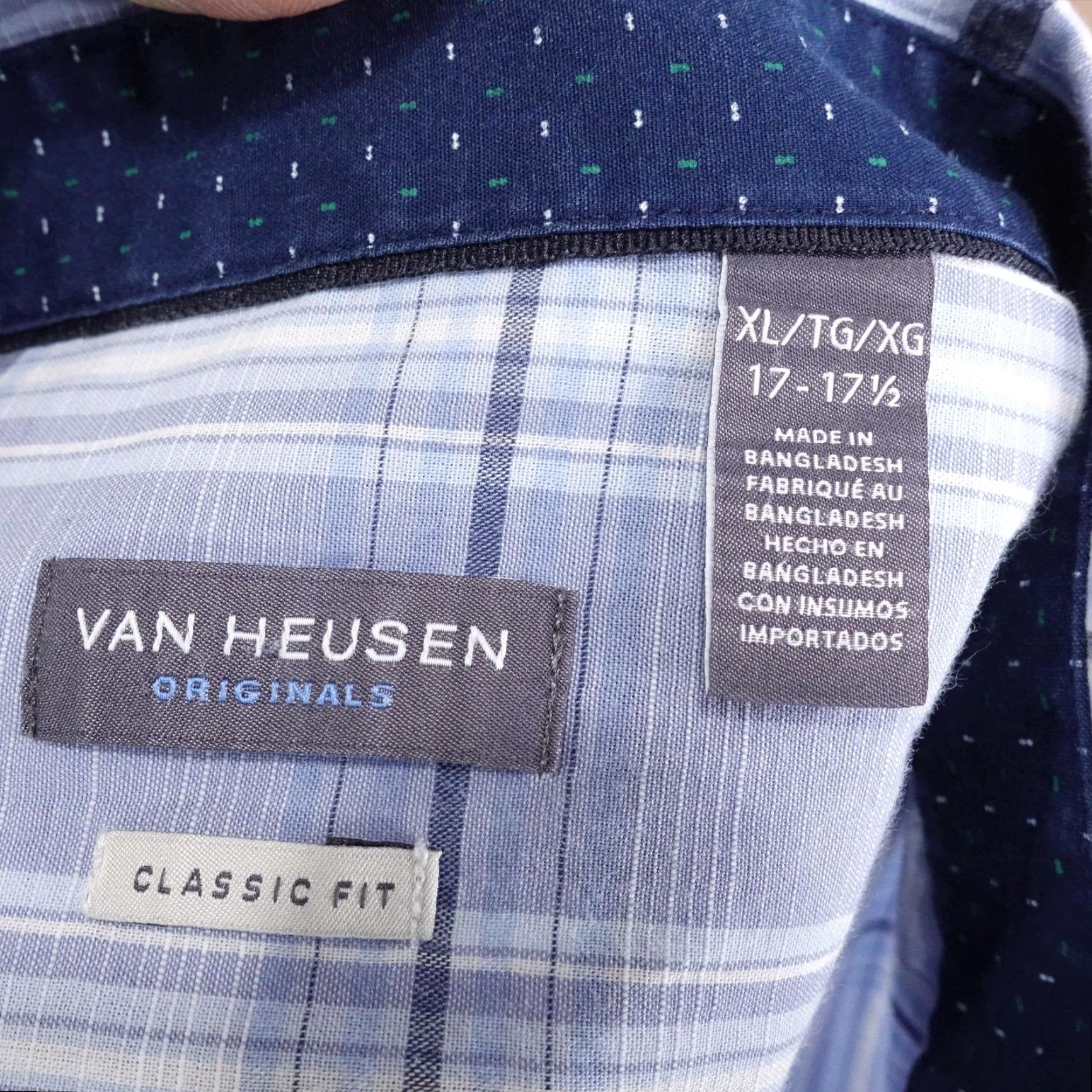 Van Heusen VAN HEUSEN Shirt Mens XL Blue Plaid Classic Fit Button Down Long Sleeve Casual Size US XL / EU 56 / 4 - 6 Thumbnail