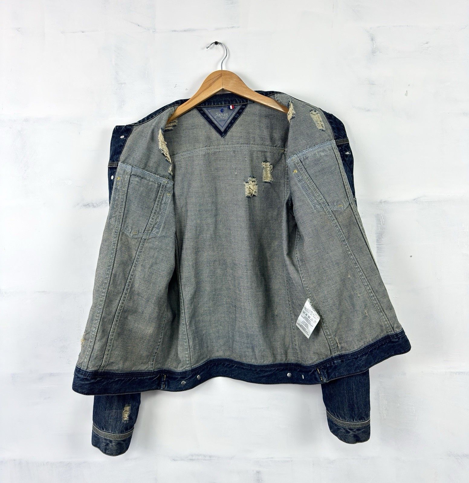 Japan Rags Japan RAGS Francaise Creation Distressed Denim Jacket Size US L / EU 52-54 / 3 - 11 Thumbnail