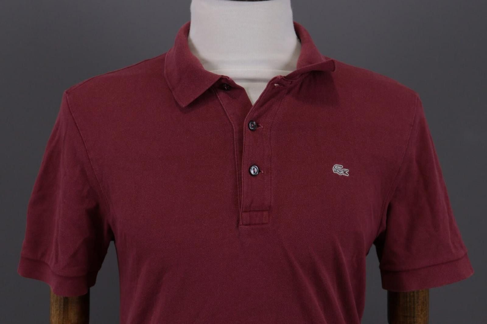 Lacoste Men Stretch Fit Burgundy Short Sleeve Polo Shirt Size 5 Size US M / EU 48-50 / 2 - 2 Thumbnail