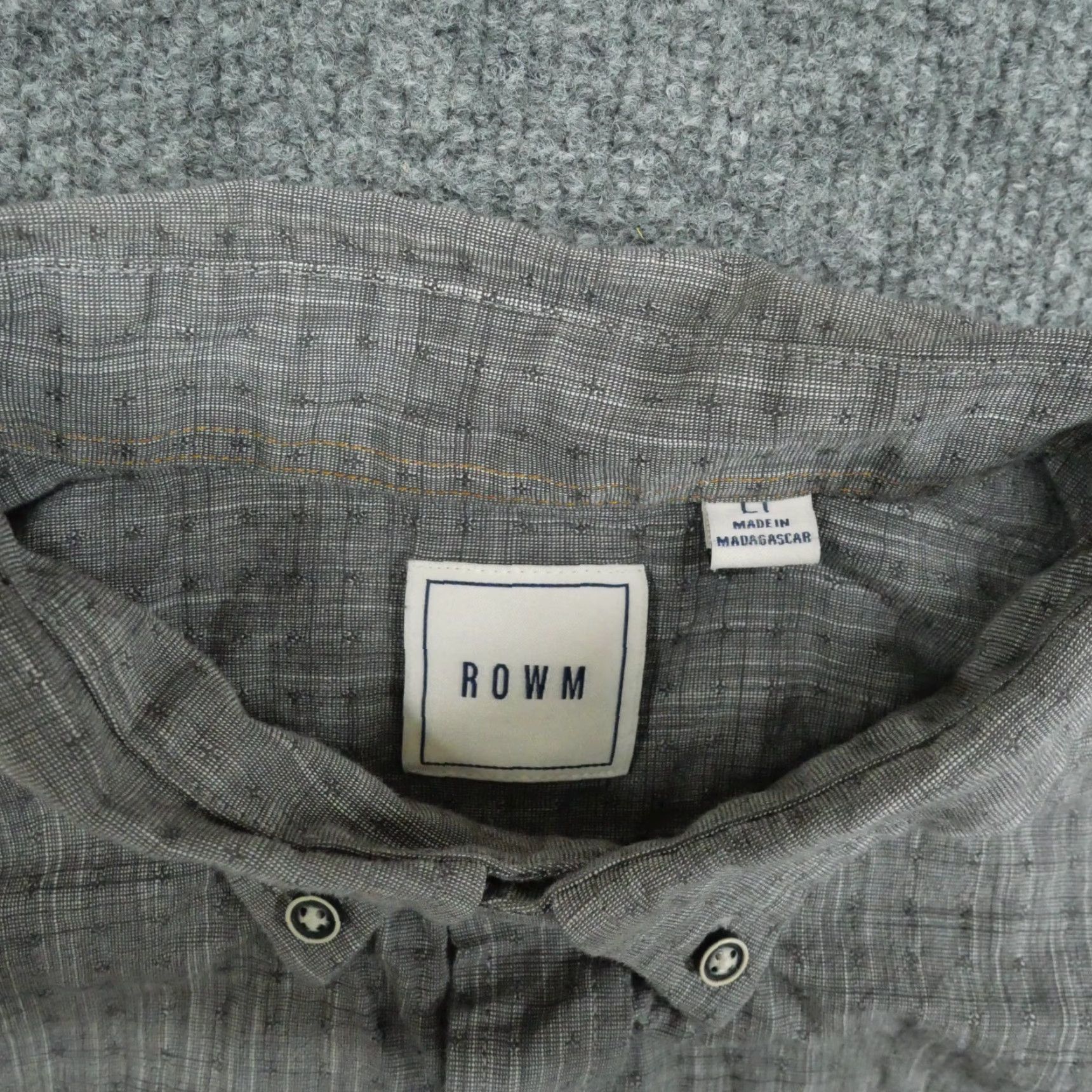 Vintage Rowm Shirt Mens LT Large Tall Grey Textured Button Down Cotton Shirt Size US L / EU 52-54 / 3 - 6 Thumbnail