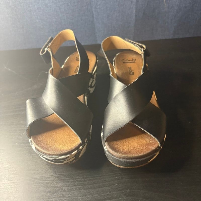 Clarks Clarks Collection Soft Cushion Wedge Slingback Sandals Sz 7W Size US 7 / IT 37 - 1 Thumbnail