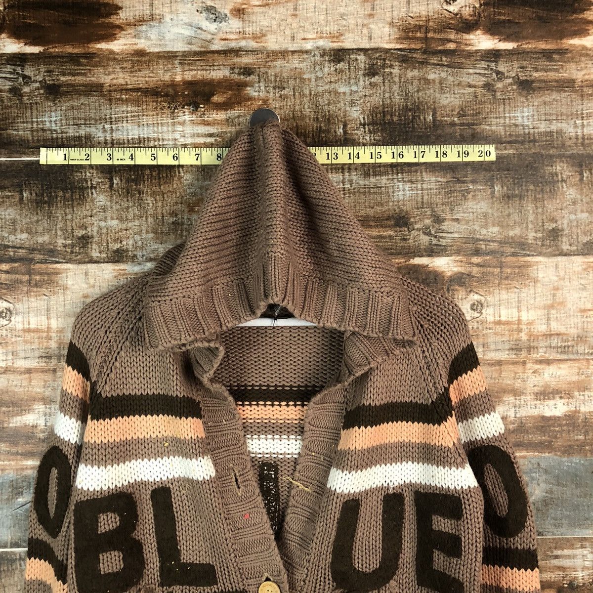 Japanese Brand Blue Moon Blue Brown Cardigan Hoodie Knitwear #A1814 Size US S / EU 44-46 / 1 - 4 Thumbnail