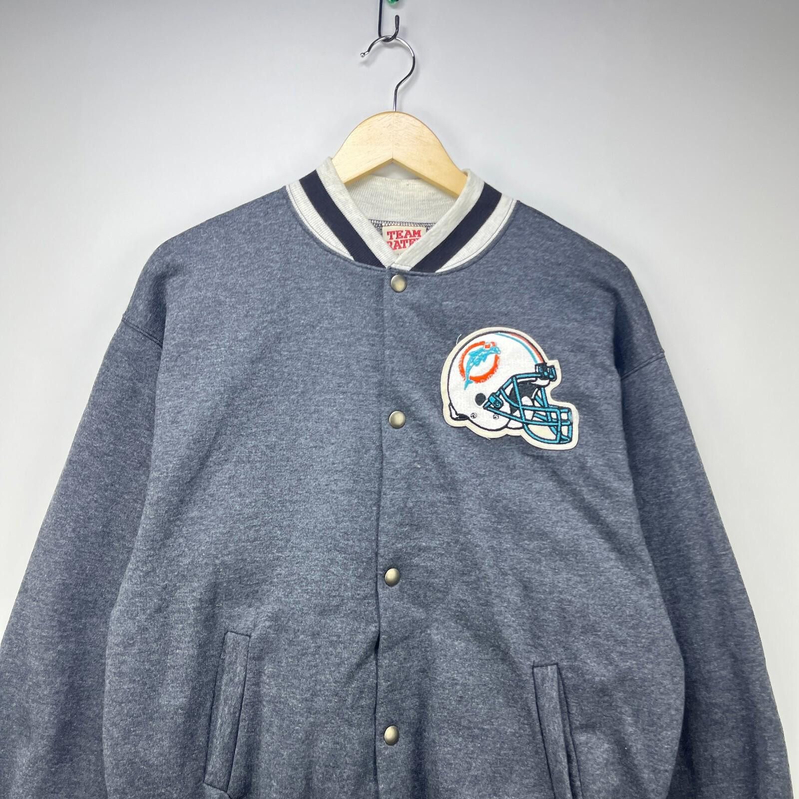 Other Vintage 90s Miami Dolphins Varsity Style Jacket Sweat Medium Size ONE SIZE - 2 Thumbnail