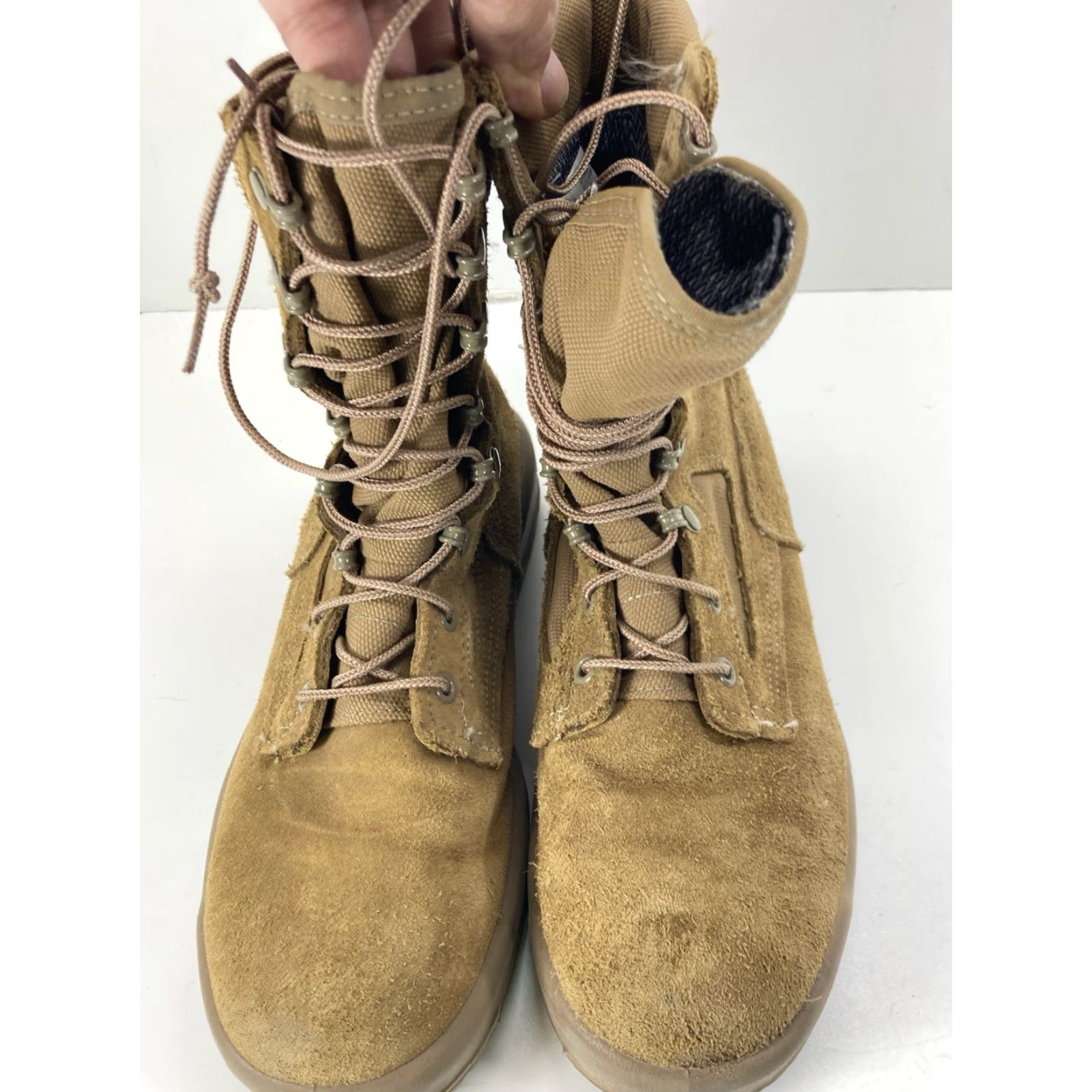 Vintage Belleville Combat Boots FAFTW Women 9.5 WF Wide Coyote Brown Lace Up Goretex Boot Suede Rubber Flat W Mid-Calf Winter Fall Spring Size US 10 / IT 40 - 2 Thumbnail