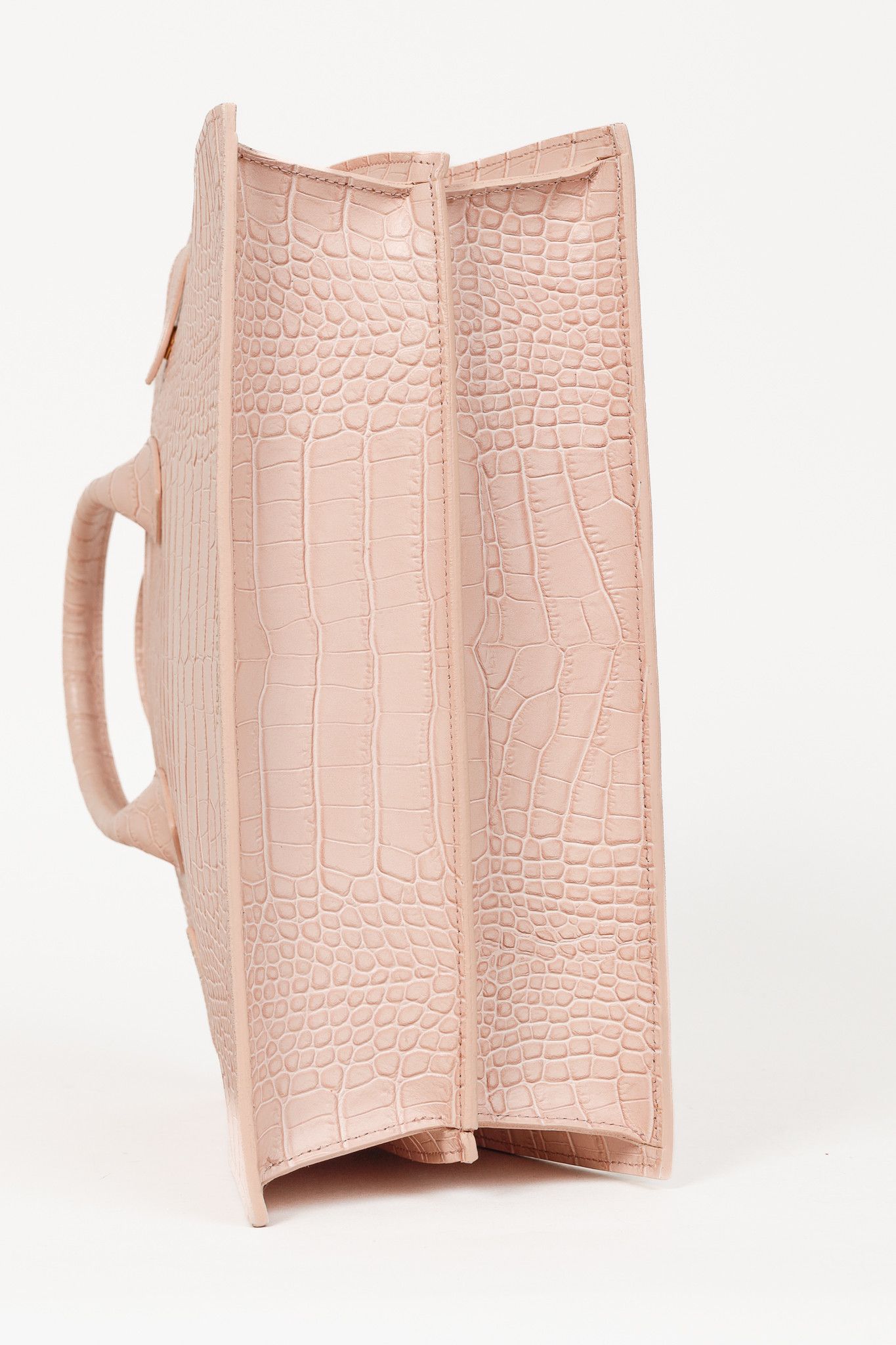 Designer Teddy Blake Kate Croco 12" Nude Pink Leather Tote Size ONE SIZE - 5 Thumbnail