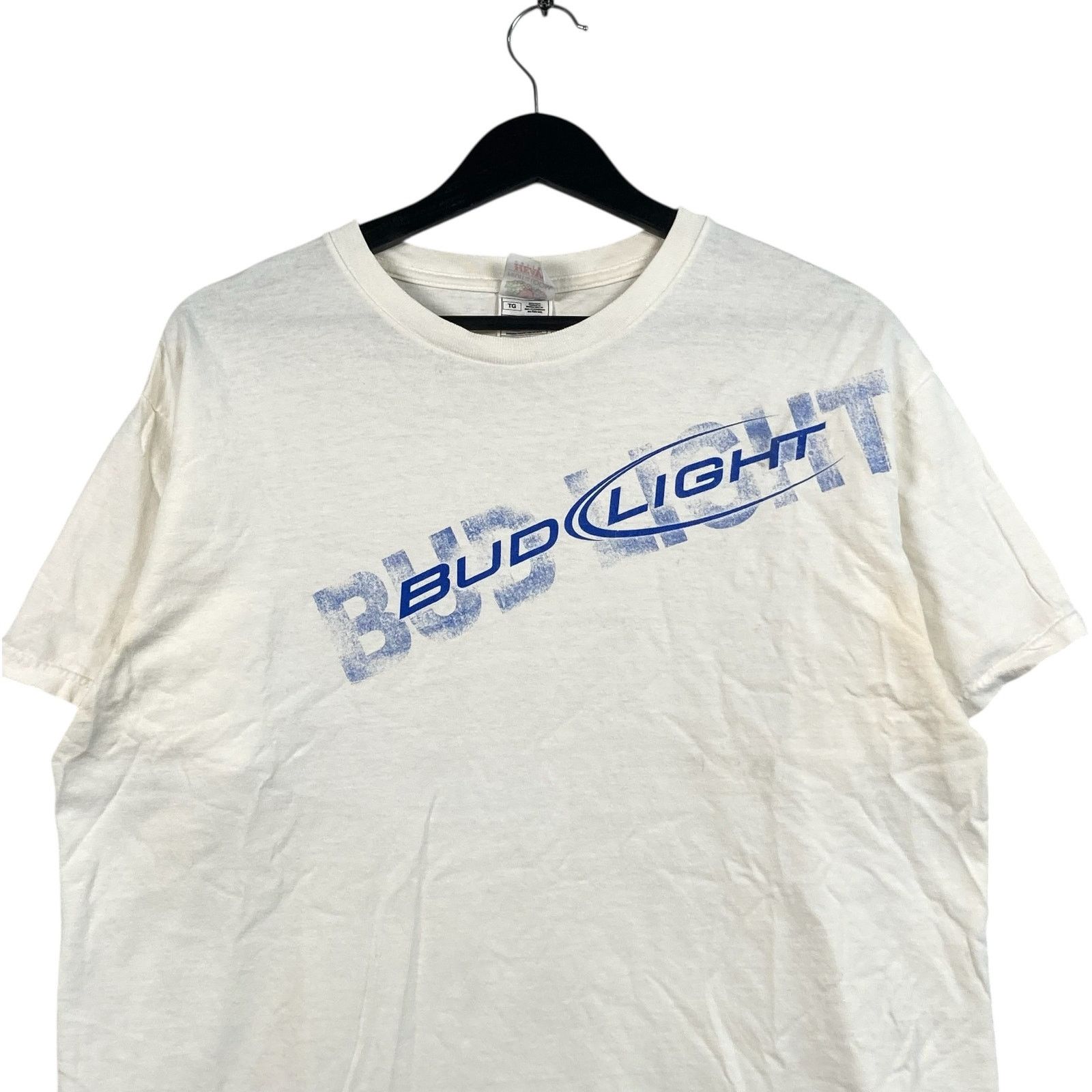 Fruit Of The Loom Vintage. Bud Light Chest Spellout Beer Promo Tee XL Size US XL / EU 56 / 4 - 2 Thumbnail