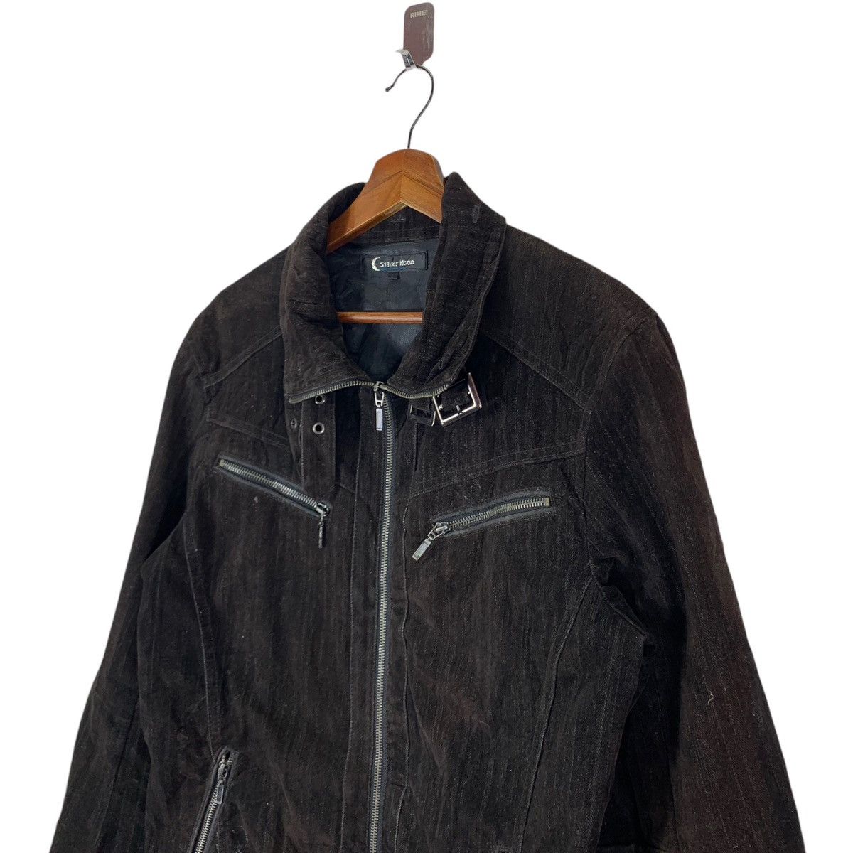 In The Attic VINTAGE SILVER MOON DISTRESSED DENIM BIKERS JACKET Size US L / EU 52-54 / 3 - 3 Thumbnail