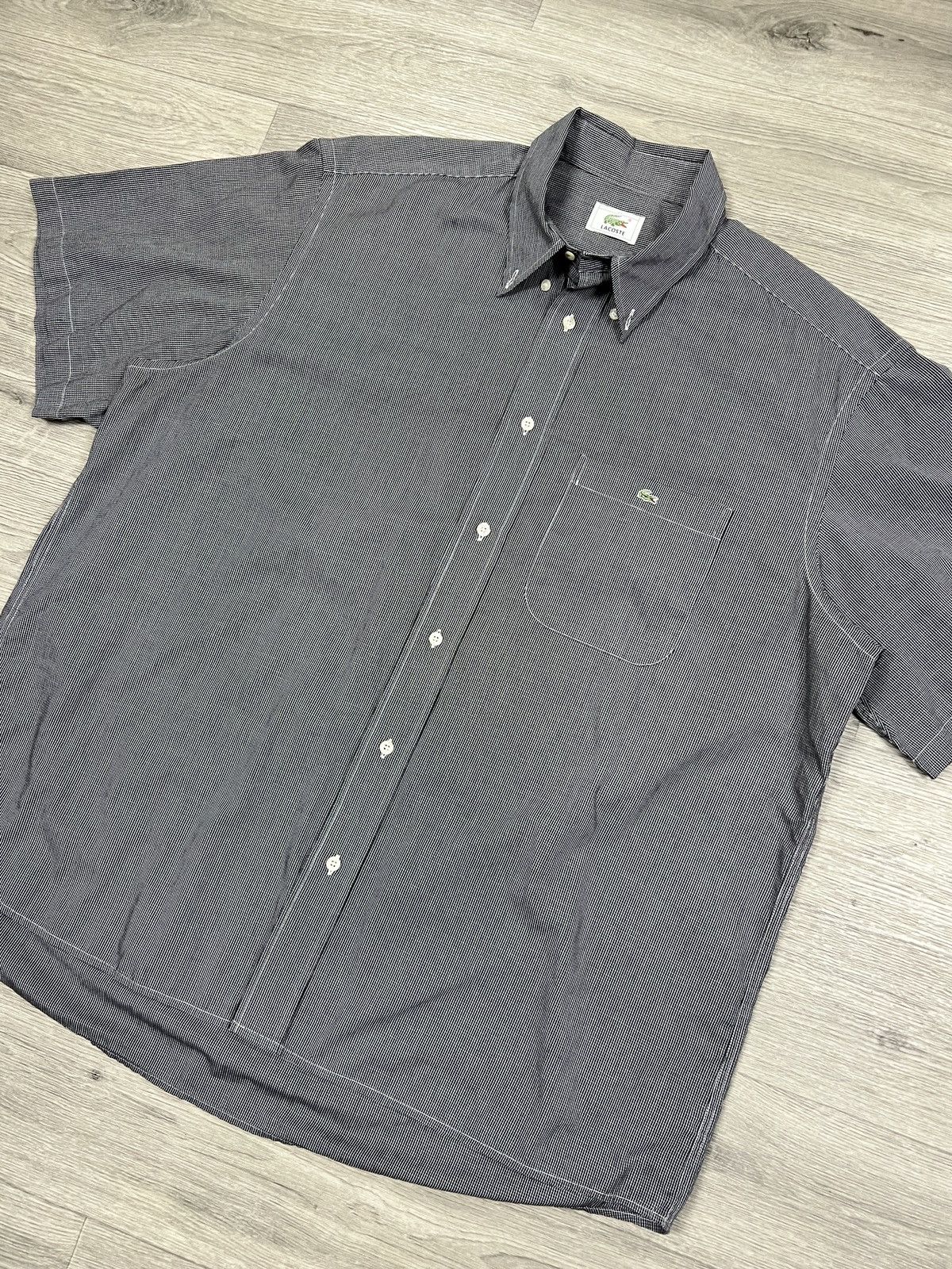 Lacoste Lacoste Short Sleeve Striped Button Down Shirt Grey Size 43 Size US XL / EU 56 / 4 - 3 Thumbnail