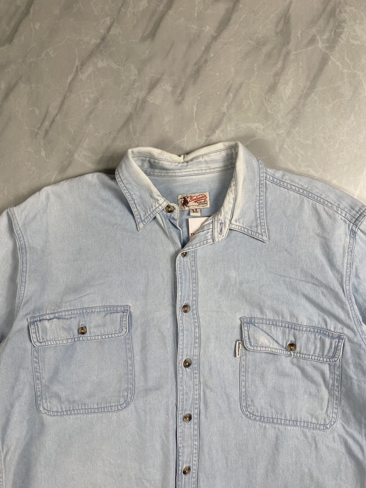 Budweiser Vintage Budweiser King Of Beers Denim Shirts Size US L / EU 52-54 / 3 - 2 Thumbnail
