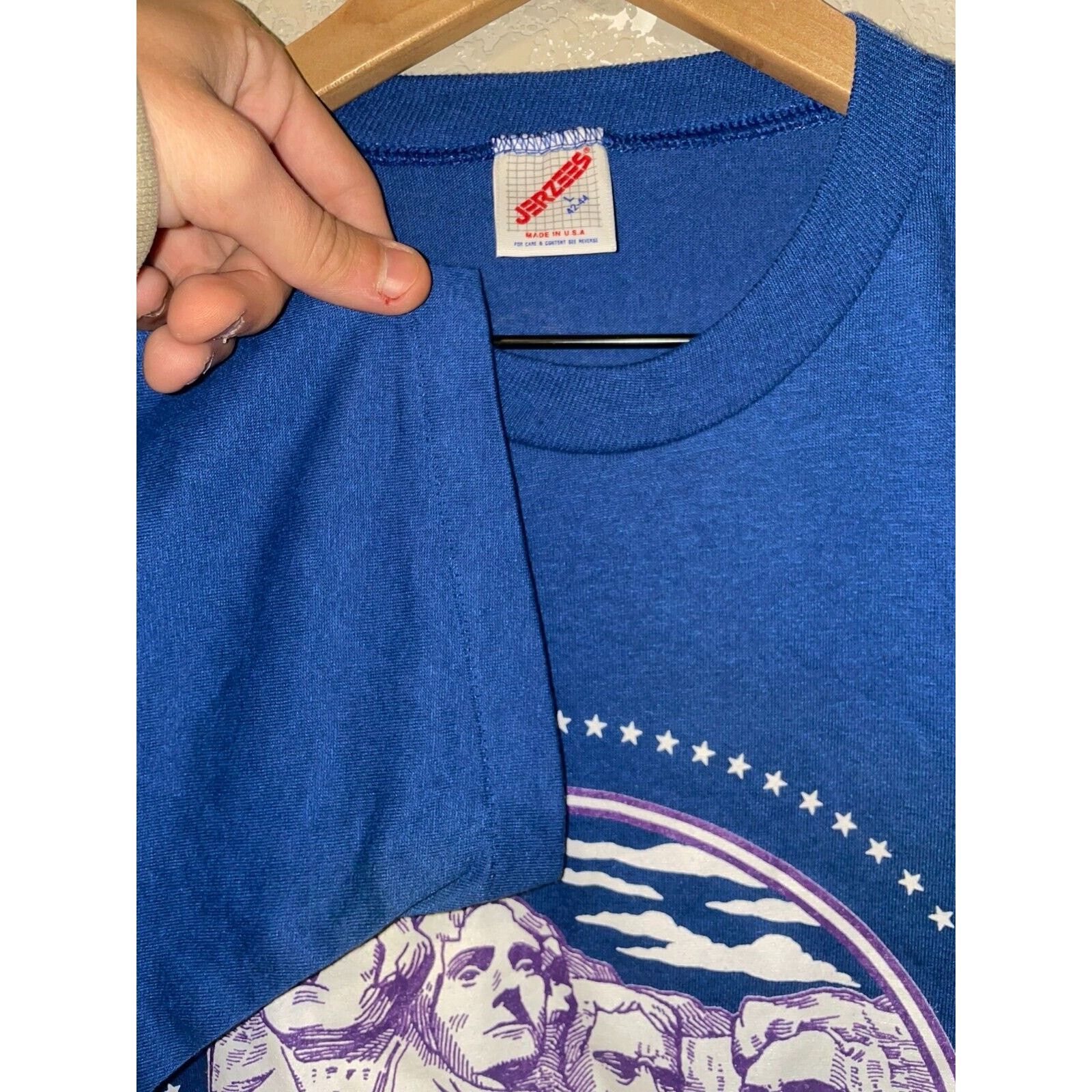 Jerzees Vintage Mount Rushmore Shirt Golden Blue Tee 90s 1991 L Size US L / EU 52-54 / 3 - 7 Thumbnail